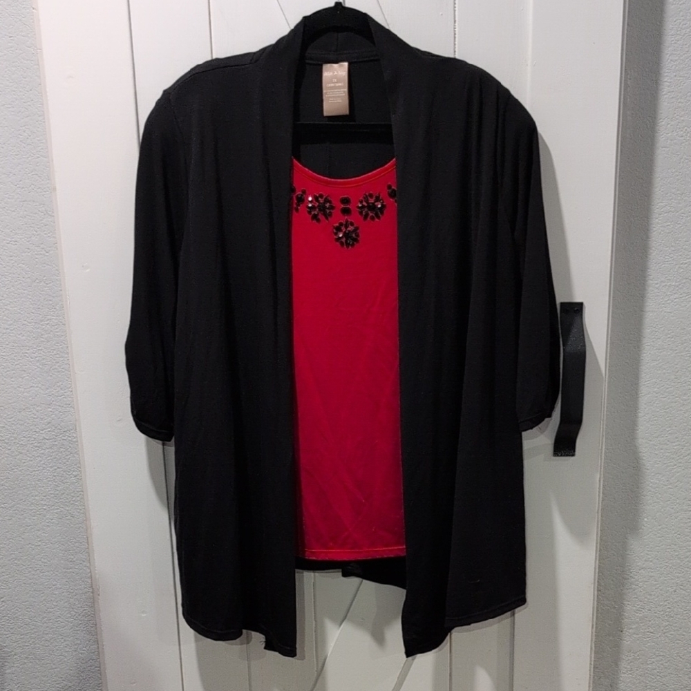 White Stag One Piece Mocked Layered Look with Beautiful Beading. Size 2X